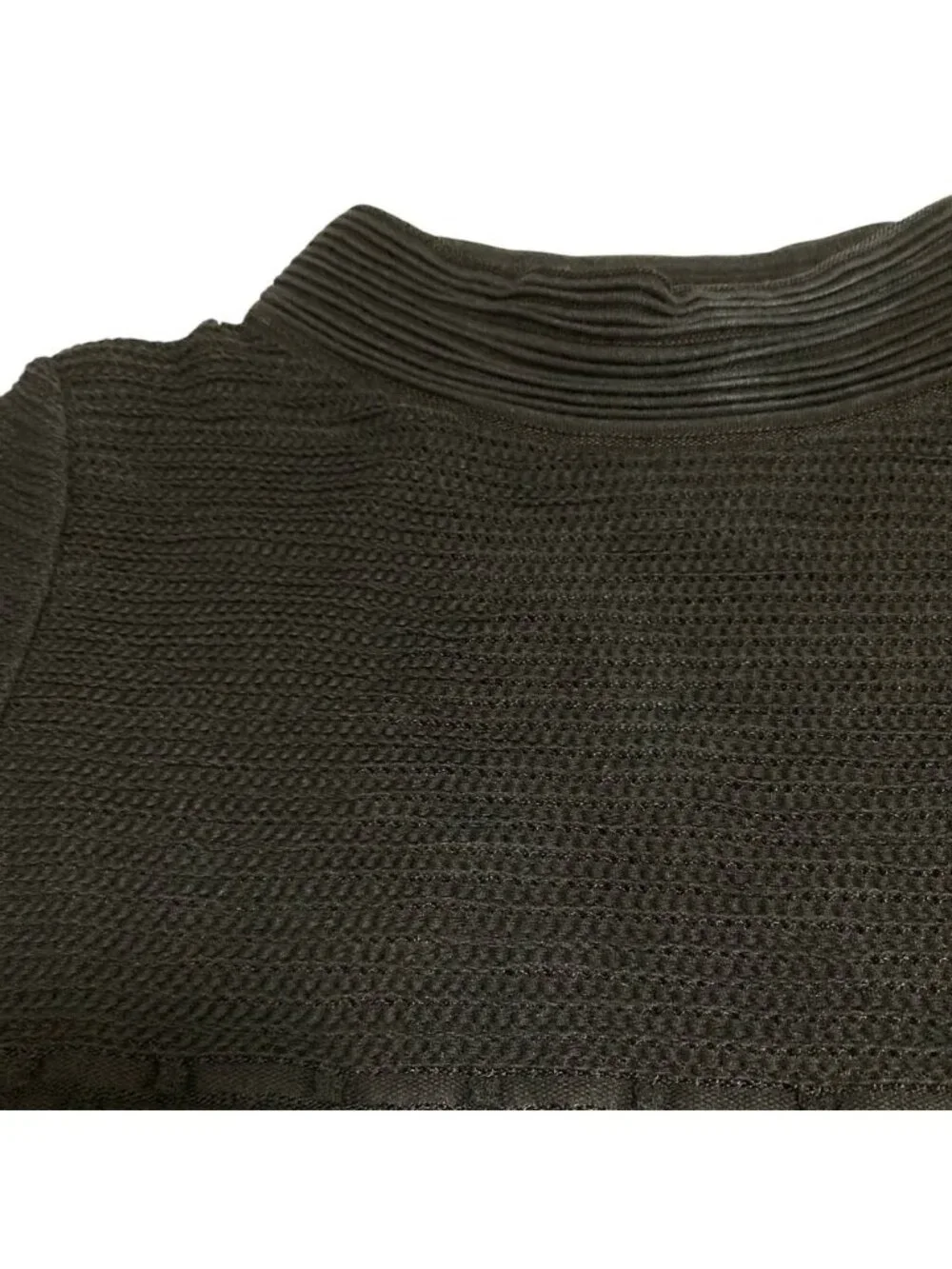 Chanel CC Logo Plate Bottleneck Short Sleeve Knit Top 36 Black Sweater